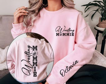 Personalized Girl Wrestling Mammie Crewneck, Custom Name Game Day Sweatshirt, Wrestling Gifts