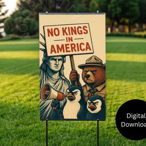 No Kings in America Printable Download Anti-Trump Protest Print Political Digital Download Activist Rally Sign Liberty Poster Democracy