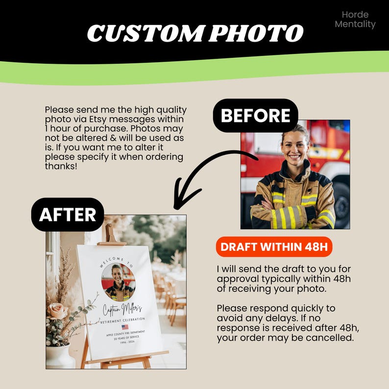 PRINTED Custom Firefighter Photo Retirement Party Welcome Sign Poster ...