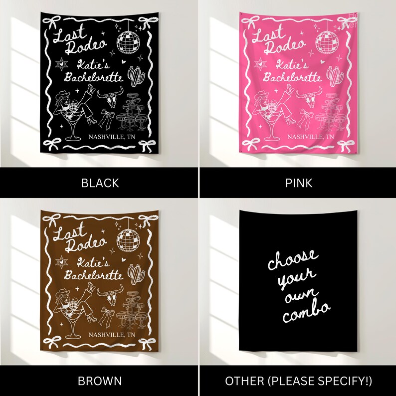 Custom Last Rodeo Bachelorette Party Tapestry Personalized Brown ...