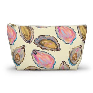 Cute Oyster Pattern Accessory Pouch Coastal Aesthetic Travel Cosmetic Bag Storage Beachy Organizer Seashell Zipper Pouch Shell Summer Bag