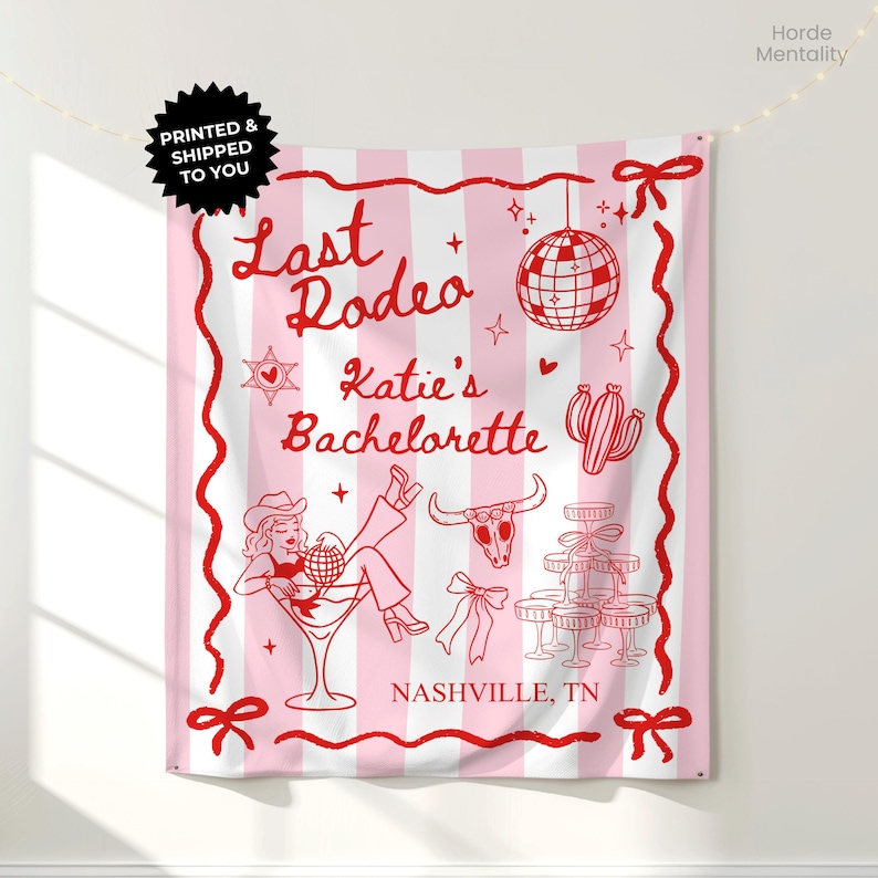 Custom Last Rodeo Bachelorette Party Tapestry Personalized Brown ...