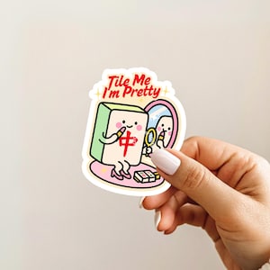 Tile Me I&#39;m Pretty MahJong Sticker Cute Mahjongg Tile Sticker Decal for Mah jongg Lovers Mahj Pun Vinyl Laptop Decal Funny Mah-Jongg Decor