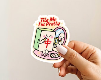 Tile Me I'm Pretty MahJong Sticker Cute Mahjongg Tile Sticker Decal for Mah jongg Lovers Mahj Pun Vinyl Laptop Decal Funny Mah-Jongg Decor