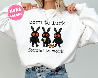 Funny Mothman Sweatshirt for Men or Women Cryptid Sweater Paranormal Spooky Sweat Shirt Gothic Gift for Girlfriend Retro Introvert Sweater