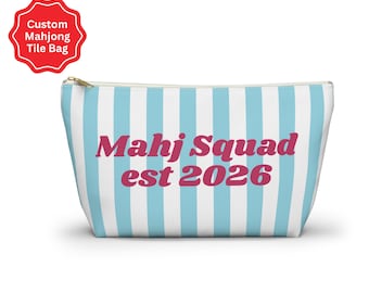 Custom Mahjong Case for Tiles Mahjongg Storage Pouch Gift for Mah jongg Lover Travel Bag Tile Accessory Personalized Name Organizer Bag
