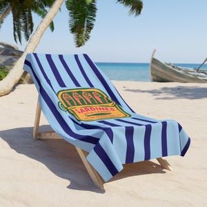 Serviette de plage sardines en conserve à rayures grande serviette de piscine vintage côte amalfitaine serviette en coton rétro poisson marin en conserve côtier cadeau pour amoureux de la plage