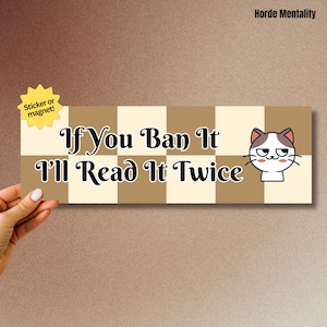 Rebel Read Banned Books Bumper Sticker Funny Cat Activist Car Magnet Political Humor Gift Anti Book Bans Car Decal Democrat Liberal Magnet