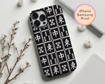 Modern Mahjong Phone Case Aesthetic Mahjong Design Mahjong Lover Gift Mahjong Theme Merch Mah Jongg iPhone Cover Black Mahjong Tile Print