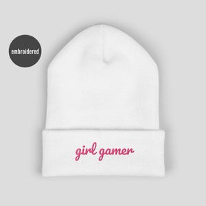 Girl Gamer Embroidered Beanie Hat for Women Cute Gaming Winter Hat Twitch Streamer Gift Video Game Nerd Apparel Gamer Girlfriend Gift eGirl