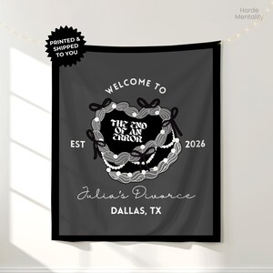 Custom Black Divorce Party Welcome Banner Sign Personalize Personalized End Of An Error Backdrop Coquette Bow Breakup Decor New Beginnings