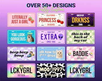 Personalized Front License Plate Custom Text Retro Car Decal Cute SUV Accessory Make Your Own Car Tag for New Driver Gift Funny Vanity Plate