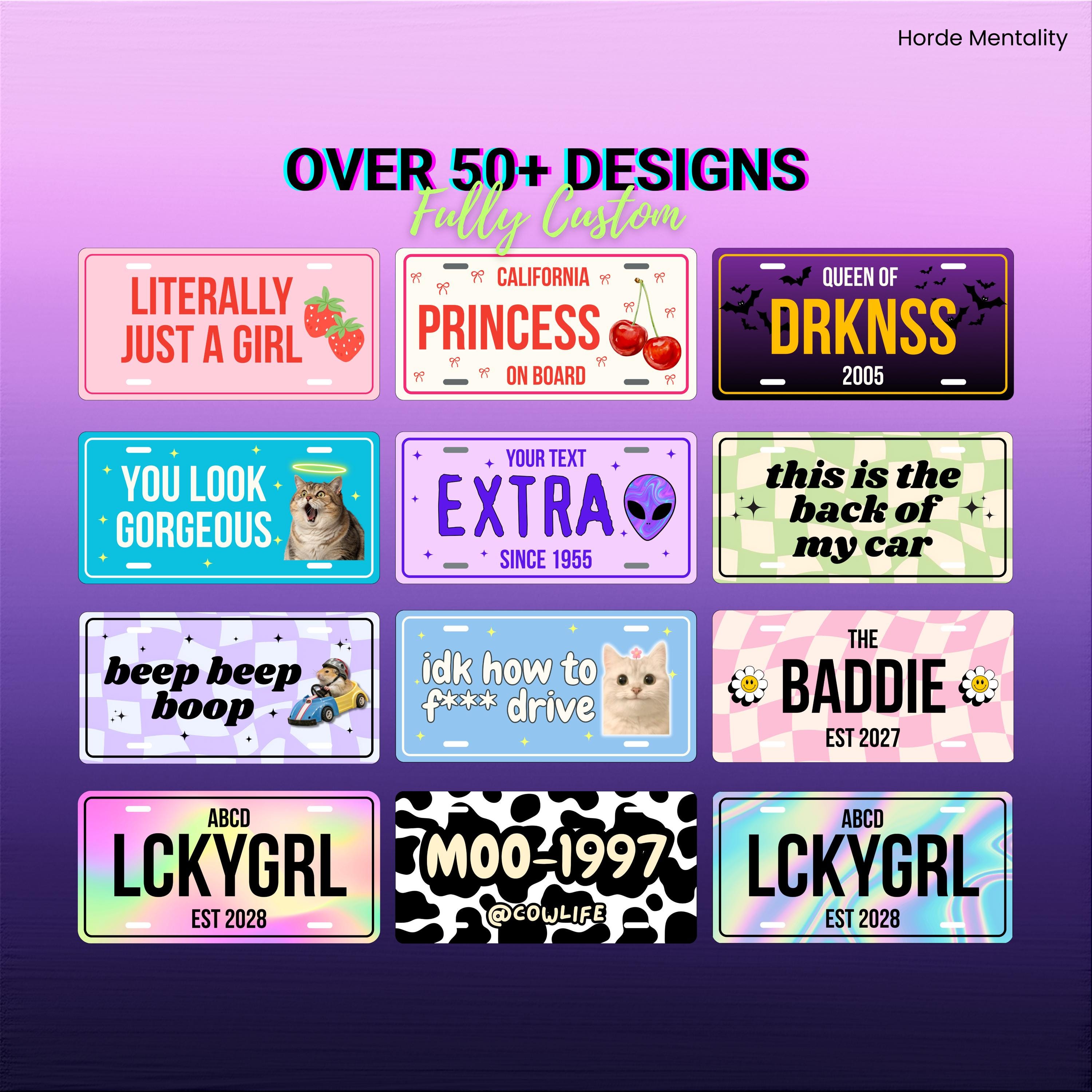 Personalized Front License Plate Custom Text Retro Car Decal Cute SUV