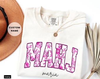 Benutzerdefinierte Name MahJong Komfort Farben T-Shirt für Frauen Niedliche Rosa Blumen Mahjongg T-Shirt Chinoiserie Mah Jongg Mädchen Gruppe Bekleidung Toile Kleidung