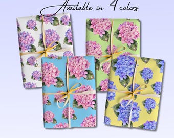 Hydrangea Wrapping Paper Roll Chic Floral Gift Wrap Roll Pink Hydrangea Flower Giftwrap Sheet Feminine Cottagecore Blue Hydrangea Packaging