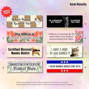 Banned Books Bumper Sticker Support Libraries Car Magnet Protect Public Fight Censorship Car Decal Democrat Liberal Gift Banned Books Week