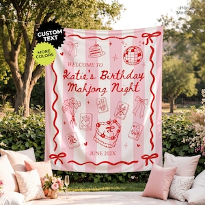 Benutzerdefinierte Mahjong Geburtstagsbanner Personalisieren Sie MahJongg Bday Party Tapisserie 30