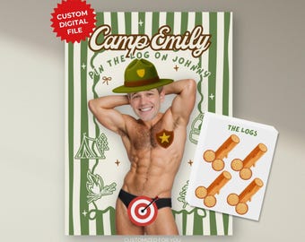 DIGITAL Camp Bachelorette Party Game Personalized Pin the Log Last Trail Before the Veil Parent Trap Hiking Summer Themed Hen Do Girls Bach