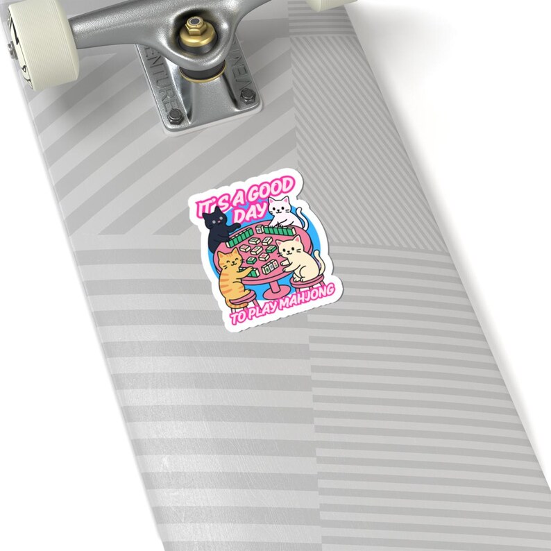 It's a Good Day to Play Mahjong Sticker Cute Mahjongg Themed Vinyl for Mah-Jongg Lover Tile Game Night Decal Gift Funny Cats playing Mahjong image 6