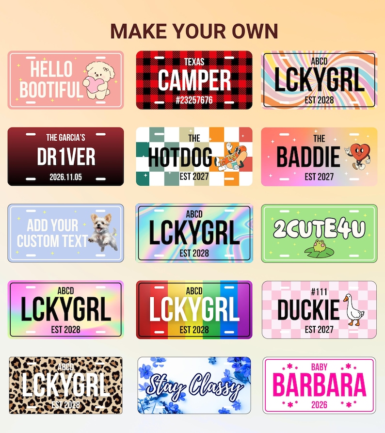 Custom License Plate for Front of Car Retro Personalized Car Tag ...