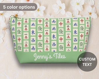 Custom Mahjong Case for Tiles Mah Jongg Storage Pouch Gift for Mahjongg Lover Travel Bag Tile Accessory Personalized Name Organizer Bag