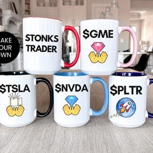 Funny Custom Stock Market Investor Mug Gift for Day Trader TSLA NVDA Stonks Meme Coffee Cup for Finance Analyst Trader Merch Investing Humor