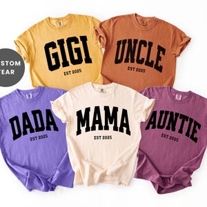 Custom Comfort Colors Family Established Matching Tshirt New Aunt Uncle Announcement from Mama Dad Gift for Pregnancy Reveal Reunion Shirt