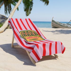 Serviette de plage sardines en conserve à rayures grande serviette de piscine vintage côte amalfitaine serviette en coton rétro poisson marin en conserve côtier cadeau pour amoureux de la plage