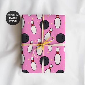 Pink Bowling Wrapping Paper for Women Cute Bowling Gift Wrap for Her Bowling Birthday Wrapping Paper Sheet Bowler Party Decor Giftwrap Roll