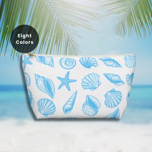 Sea Shells Cosmetic Bag Cute Coastal Travel Makeup Case Oceancore Beachy Aesthetic Storage Organizer Women Zip Pouch Toiletry Summer Style