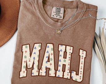 Mahjong Tile Pattern Comfort Colors Tshirt Clothing for Women Cute Mahj Player Shirt Gift for Mahj Squad Girl Game Night Mah Jongg T Shirt