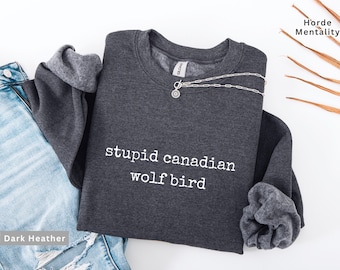 Sudadera minimalista con diseño de pájaro lobo canadiense, divertida, gay, hockey, romance, cuello redondo, diseño de colimbo canadiense, regalo para amantes de los espectáculos de Quebec