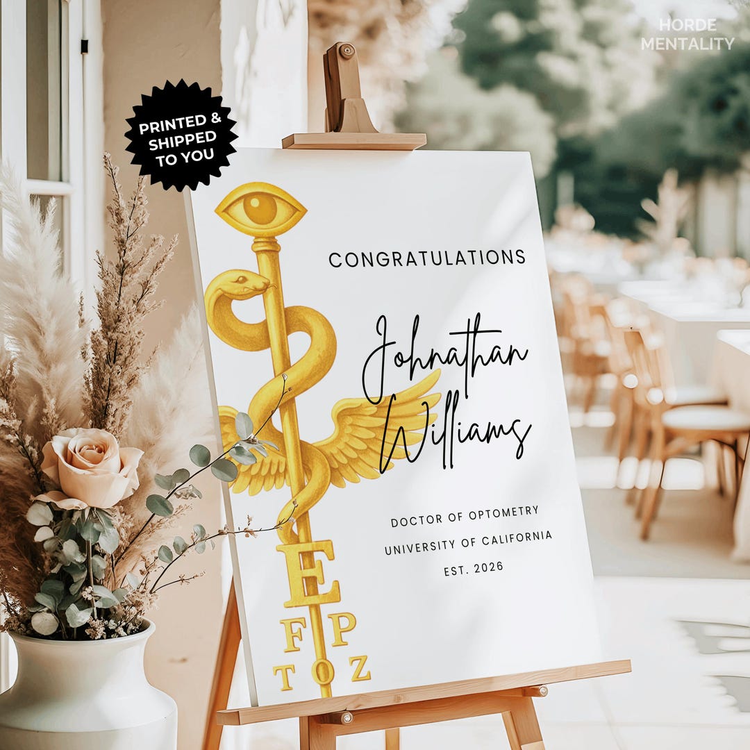 PRINTED Custom Optometrist Graduation Welcome Sign Personalized ...