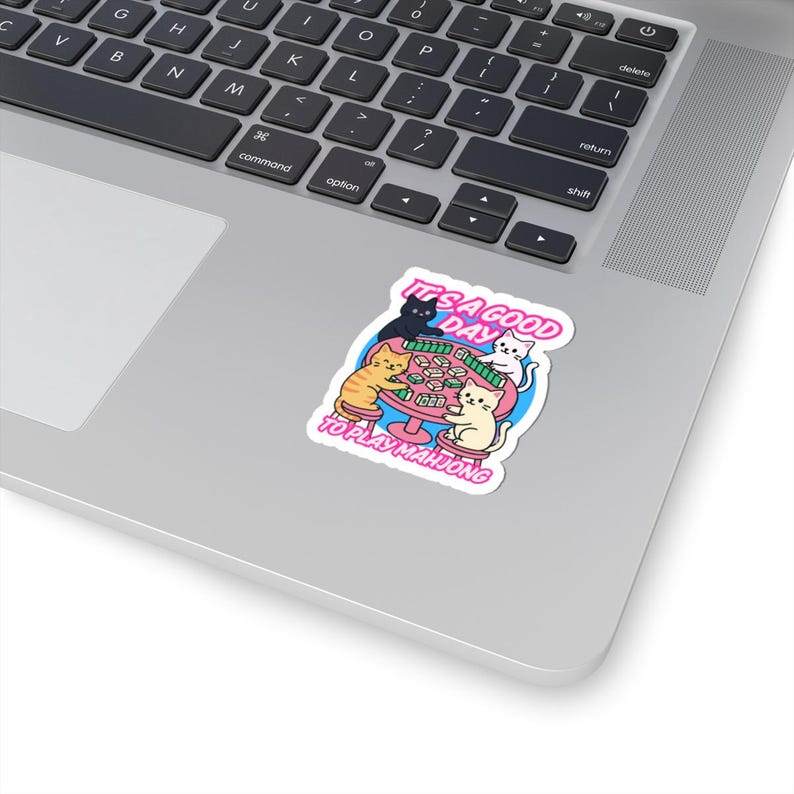 It's a Good Day to Play Mahjong Sticker Cute Mahjongg Themed Vinyl for Mah-Jongg Lover Tile Game Night Decal Gift Funny Cats playing Mahjong image 4