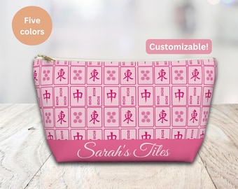 Custom Text Mahjong Case for Tiles Mah Jongg Storage Pouch Mahjongg Lover Gift Travel Bag Tile Accessory Personalized Name Organizer Gift