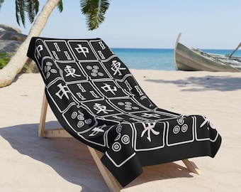 Modern Mahjong Beach Towel Aesthetic Mahjong Design Mahjong Lover Gift Mahjong Theme Merch Mah Jongg Fashion Trend Mahjong Tile Print Gift