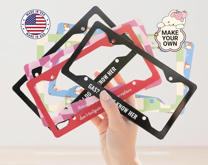 Personalized License Plate Frame Custom Text License Plate Holder New Driver Gift Funny Car Decor SUV Accessory Gift for Car Owner Decal