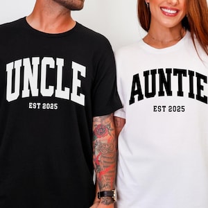 Comfort Colors New Uncle and Aunt Matching T Shirt Modern Aunt to Be Announcement from Mama Dad Gift for Pregnancy Reveal Family Reunion Tee