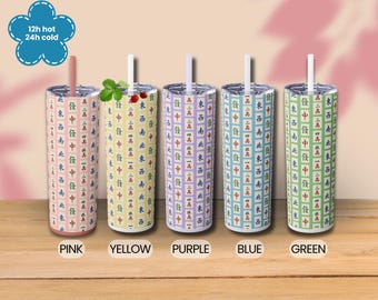 Vaso térmico Mahjong Skinny de 20 oz con diseño de fichas de Mahjong, incluye pajita, es ideal para amantes del Mahjong, perfecto para fiestas, como regalo para grupos de Mahjong.