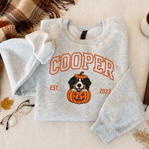 Embroidered Custom Dog Portrait Sweatshirt, Personalized Pet Photo, Pet Name Crewneck, Cozy Fall Season Dog Face Shirt, Dog Mom Gift