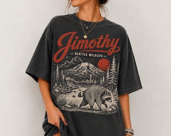 Vintage Jimothy Raccoon Shirt, Seattle Feral Legend Comfort Colors Tee, Retro Moon Trash Panda Graphic T-Shirt, Funny Cottagecore Animal Top