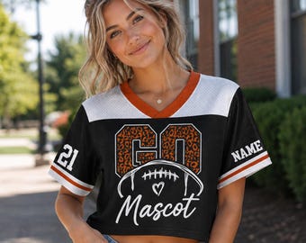 Personalized Crop Top Football Jersey, Custom Mascot Jersey, Custom Name and Number Crop Top, Football Mom Jersey, School Spirit Game Day