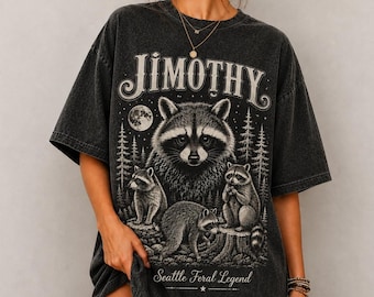 Vintage Jimothy Raccoon Shirt, Seattle Feral Legend Comfort Colors Tee, Retro Moon Trash Panda Graphic T-Shirt, Funny Cottagecore Animal Top