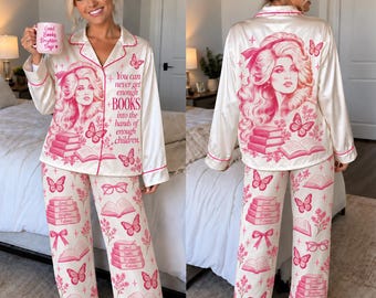 Dolly Parton Quote Pajamas Set, Country Music Satin PJs, Cowgirl Pajama Set, Dolly Parton Memorial Gift, Country Girl Sleepwear