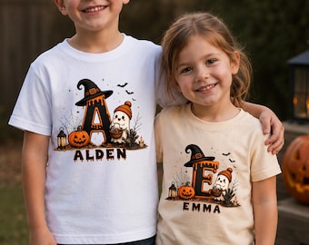 Cute Halloween Ghost Shirt, Spooky Halloween T-Shirt, Custom Name Halloween Shirt, Trick or Treat Kids T-Shirt, Personalized Halloween Shirt