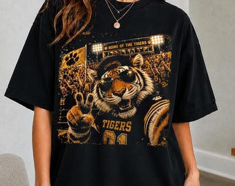 Tigers Football Shirt, Retro Tiger Mascot T-Shirt, Vintage Game Day Tee, Football Mom Shirt, School Spirit Shirt, Tigers Fan Gift