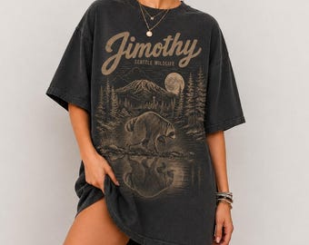 Vintage Jimothy Raccoon Shirt, Seattle Feral Legend Comfort Colors Tee, Retro Moon Trash Panda Graphic T-Shirt, Funny Cottagecore Animal Top