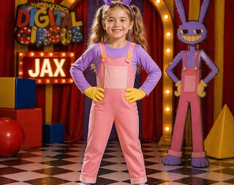 Jax Outfit Cosplay – Purple and Pink Anime Outfit, The Amazing Digital Circus Costume, Jax TADC Cosplay for Convention, Jax Cosplay Set