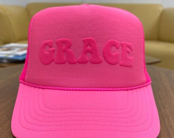 Grace Puff Print Trucker Hat, Grace Caps, Grace Hat