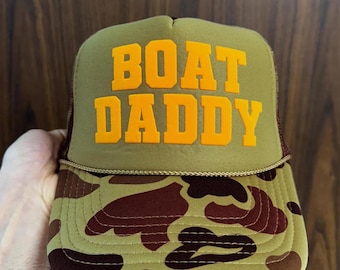 Boat Daddy Trucker Hat, Boat Daddy Puff Print Hat, Boat Daddy Caps